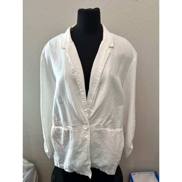 MARC NEW YORK | White Linen Blend Button Front Blazer Jacket | Large - Picture 2 of 7